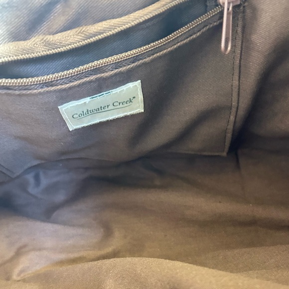 Coldwater Creek White Woven Tote with Wooden Handle - Picture 2 of 2